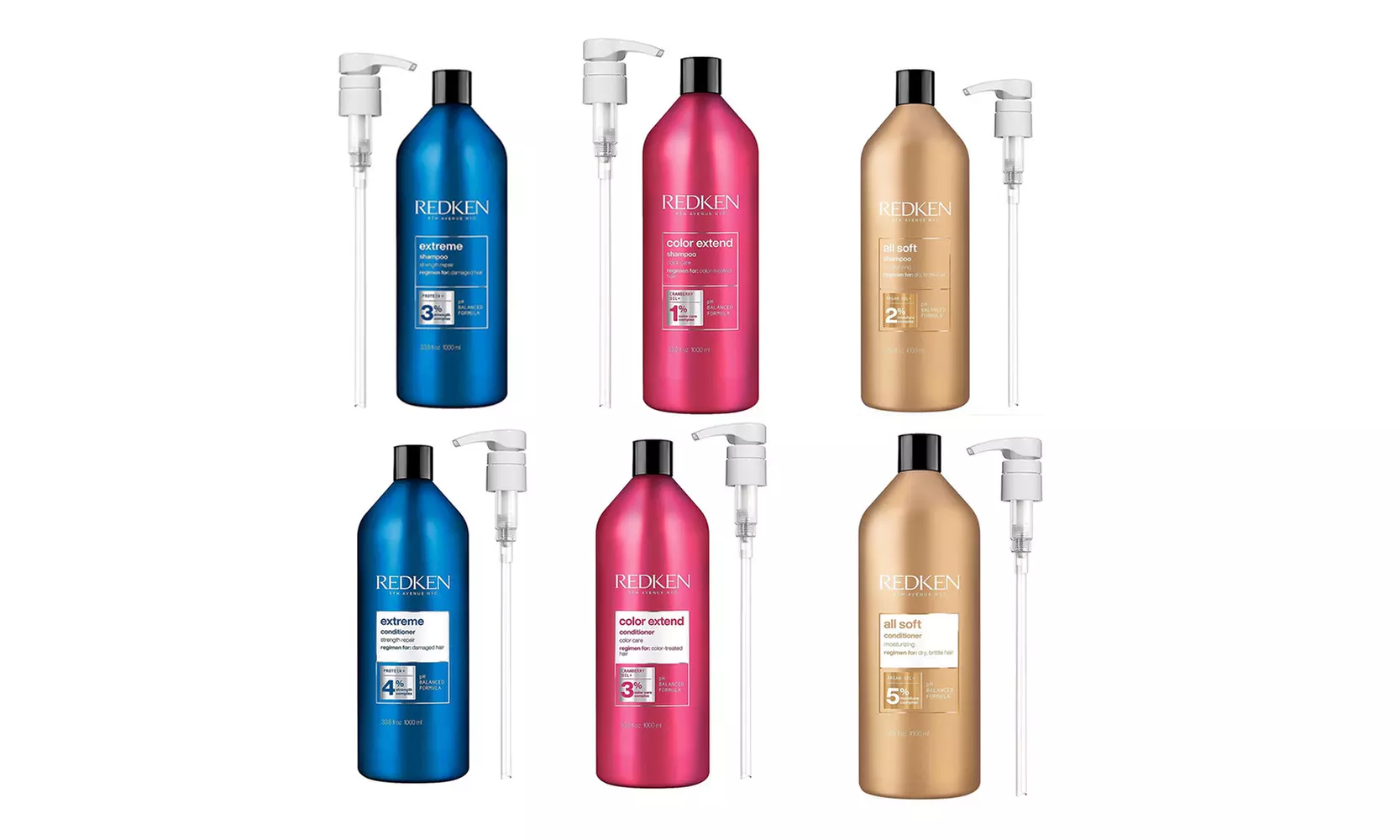 Redken Shampoo & Conditioner With Pumps 1000ml / 33.8 Oz (Choose From Variation) - Primary Image