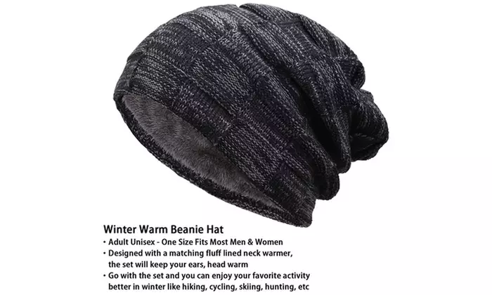 Winter Warm Beanie Hat and Scarf Set & Anti-slip Windproof Touch Screen Gloves