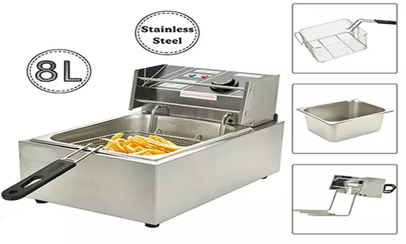 8L Commercial Electric Deep Fryer Countertop Basket French Fry Restaurant Home - Primary Image