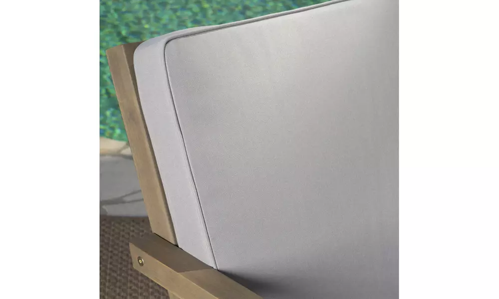 Lester Outdoor Acacia Wood Table with 2 Club Chair Set (3-Piece) - Second Medium