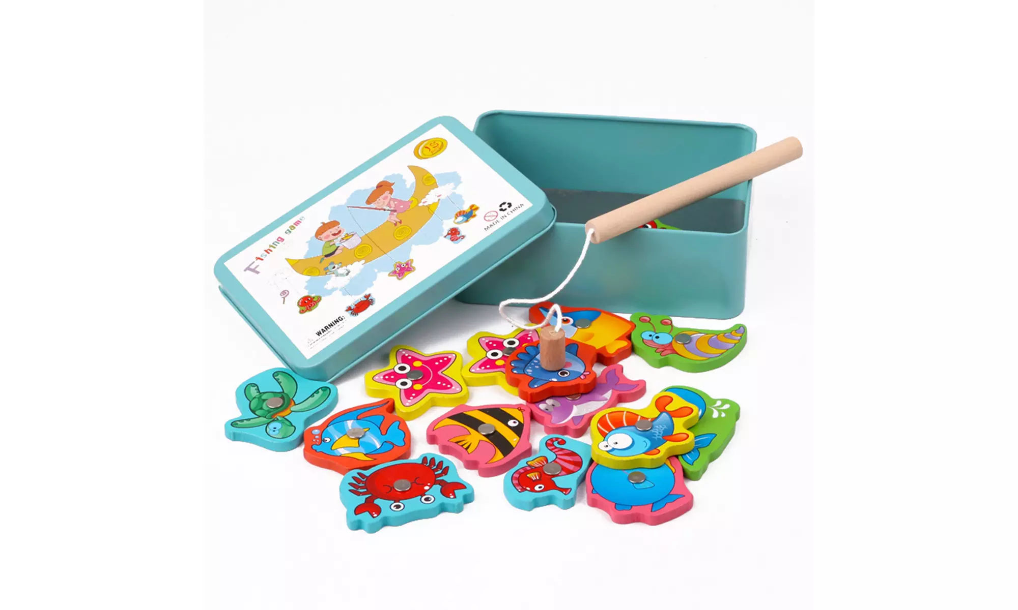 Zummy Wooden Magnetic Fishing Toys Game Set  for Small Kids Educational 15pcs