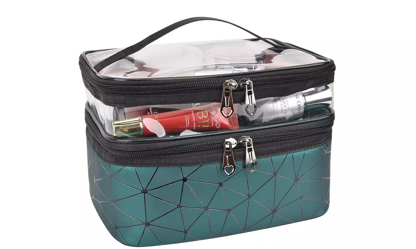 Large Double Layer Cosmetic Bag Makeup Case Organizer Travel Toiletry Bag