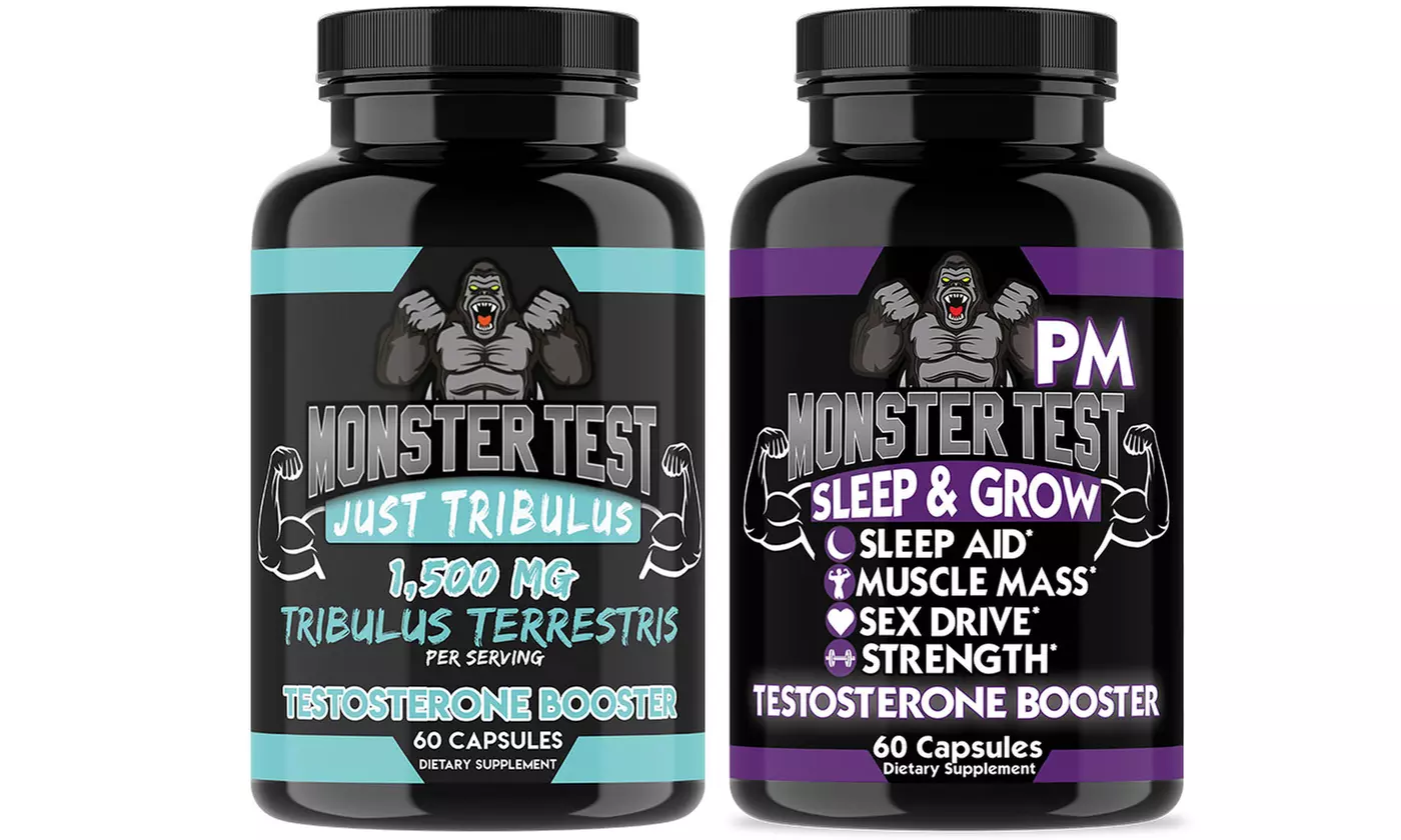 Monster Test Just Tribulus Testosterone Booster and Monster Test PM Sleep Aid 