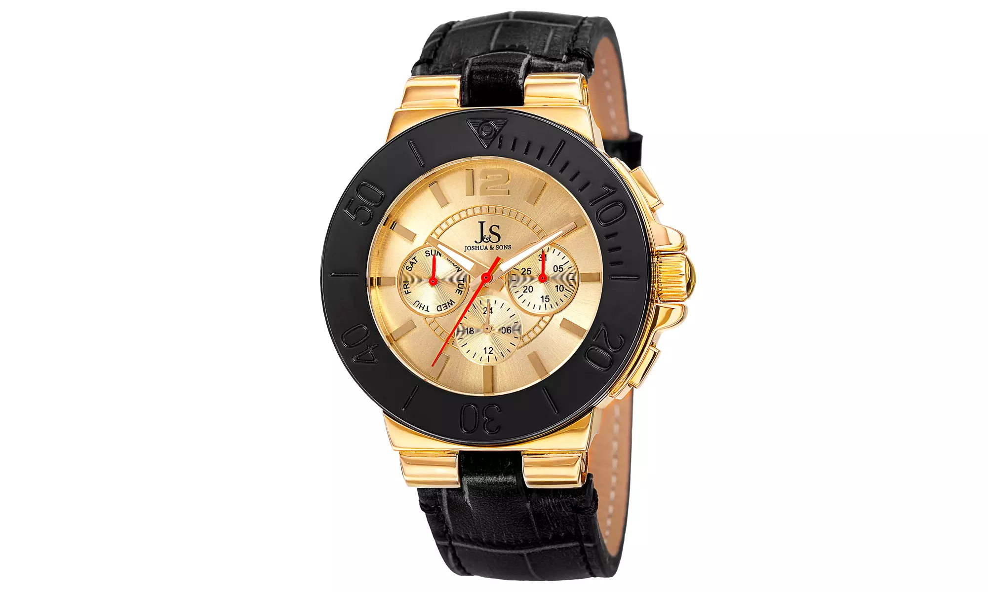 Men's Joshua & Sons Multifunction Quartz Dial Geniune Leather Strap Watch