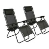 Image 1: 2 Outdoor Zero Gravity Lounge Chair Beach Patio Pool Yard Folding Recliner Black