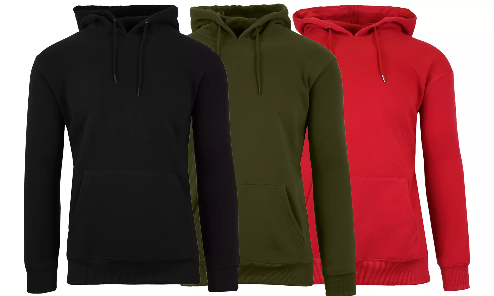 3-Pack Men's Classic Fleece Pullover Hoodie (Sizes, S-2XL)