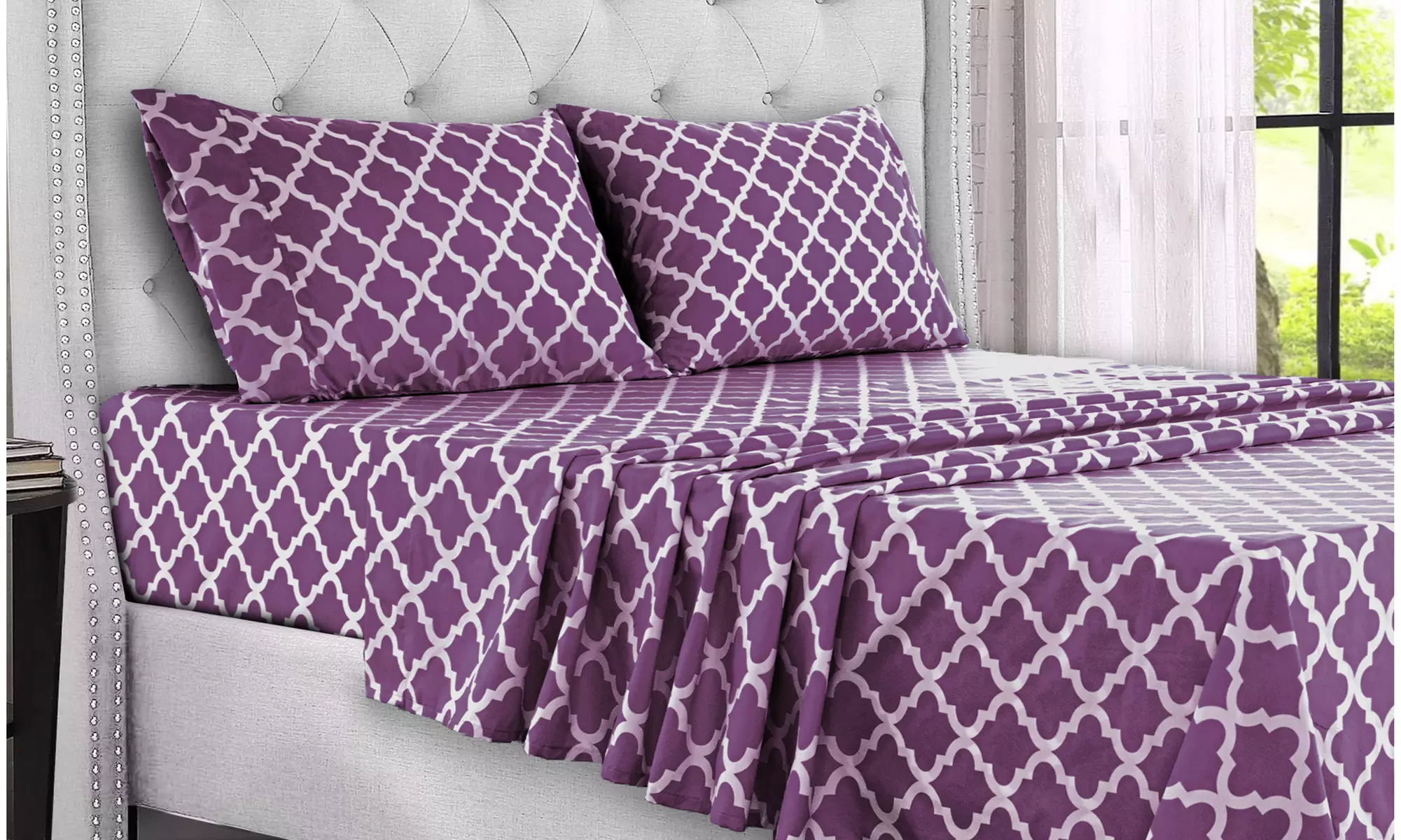 Quatrefoil 1800 Egyptian Quality Hypoallergenic Microfiber Sheet Set - Lux Decor