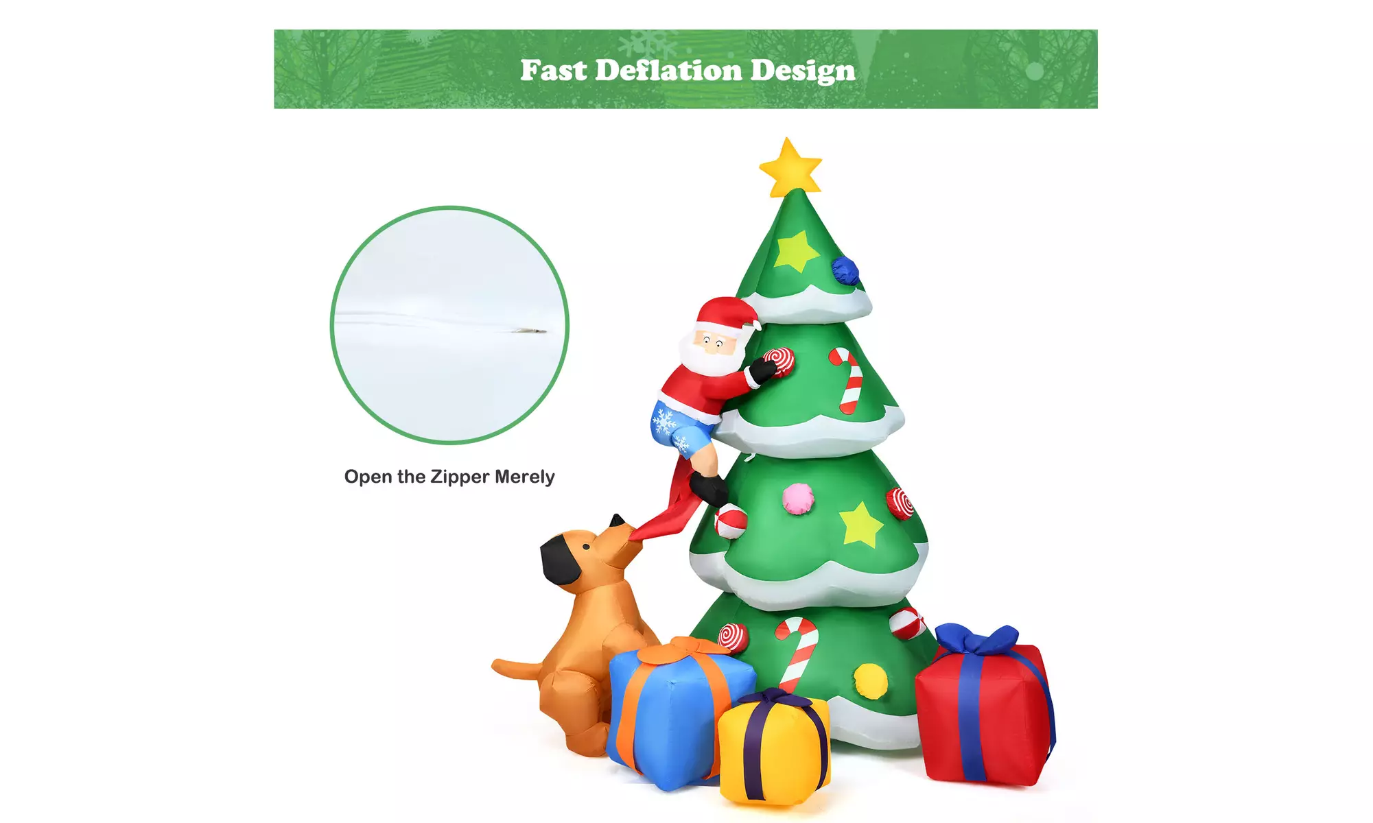 Costway 7 FT Inflatable Christmas Tree Santa Decor w/LED Lights Yard Decoration