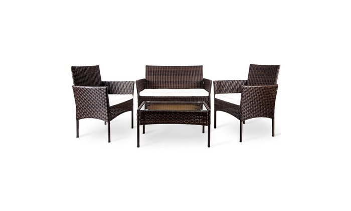 Up To 48 Off On Lz Leisure Zone 4 Pc Rattan P Groupon Goods