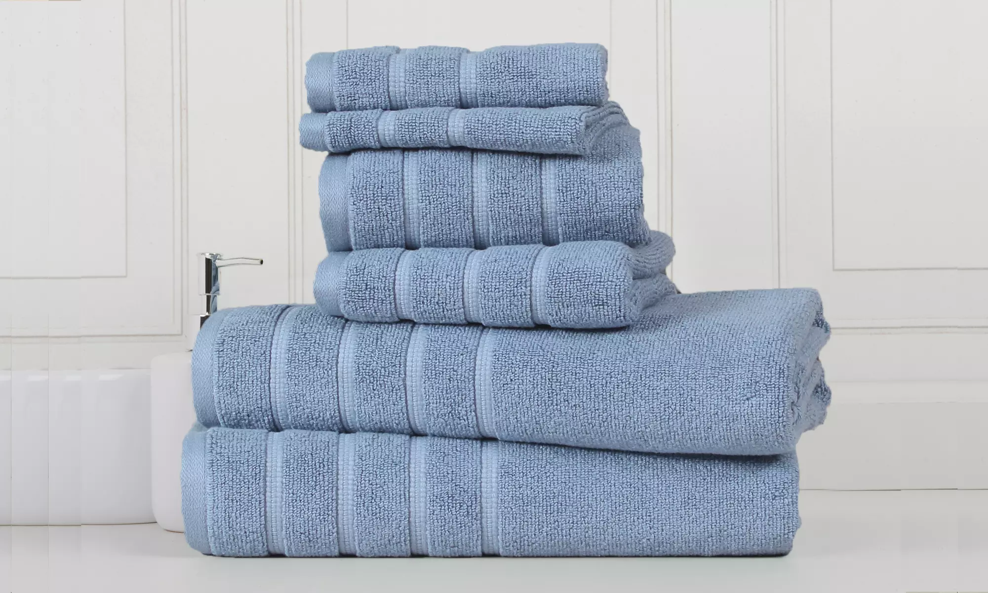 Bibb Home 6-Piece Zero Twist Egyptian Cotton Towel Set
