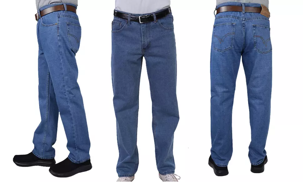 Maxxsel Oscar Jeans Men's Straight Leg Washed Denim Jeans (Size 28-48)   - Primary Image