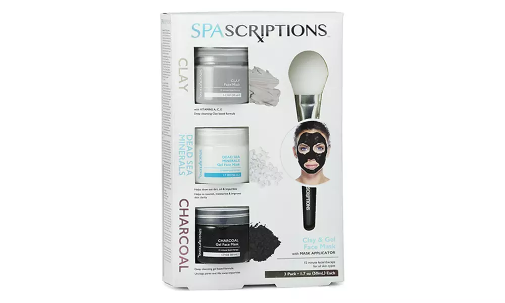Spascriptions Clay, Dead Sea Minerals, and Charcoal Gel Face Mask Set (4-Piece) - Second Medium