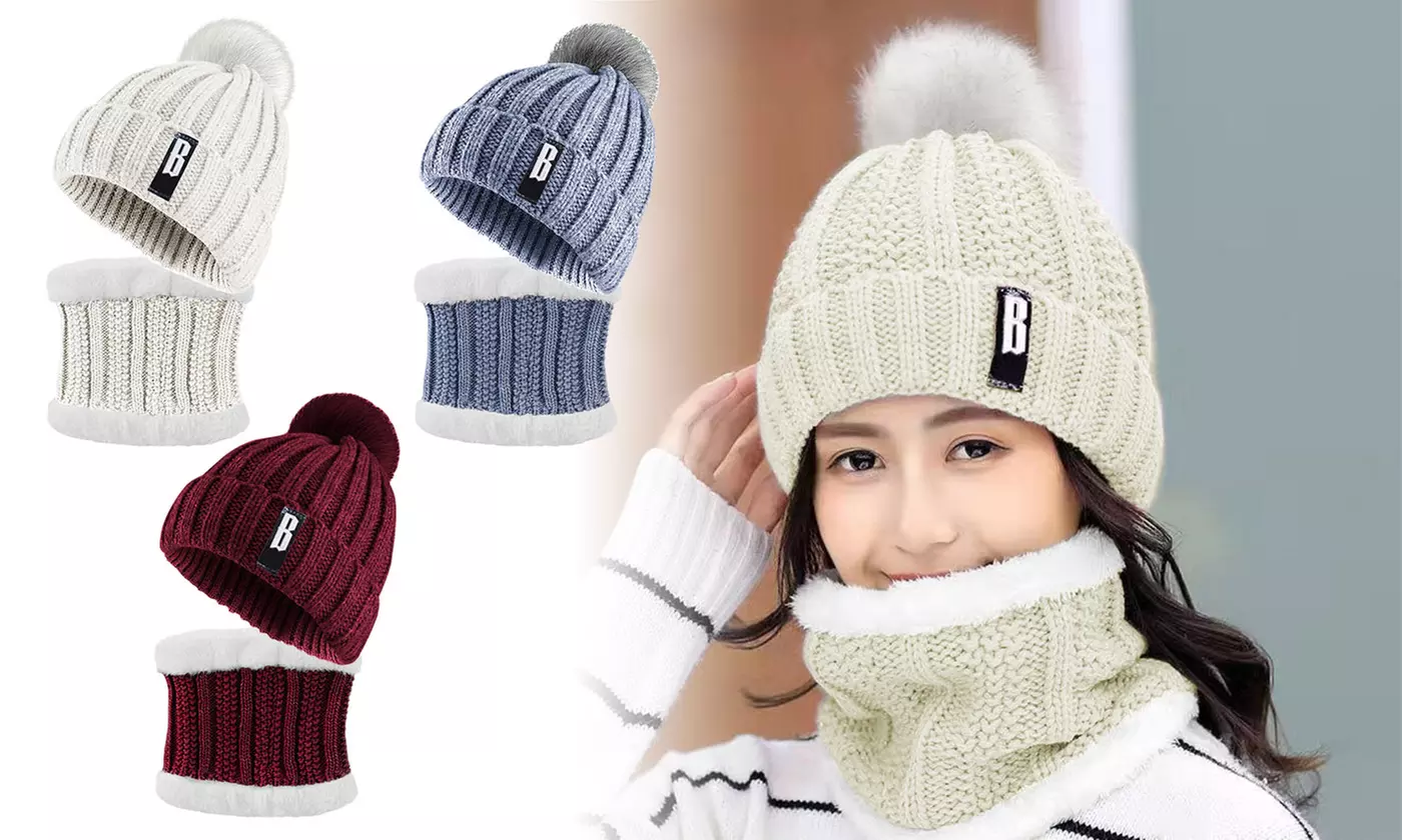 N'POLAR Women's Winter Beanie and Scarf Set Cozy Knit Hat and Neck Warmer Duo