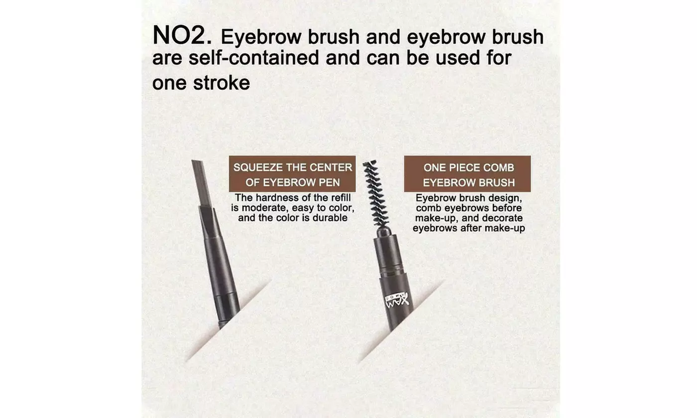 2x Waterproof Eyebrow Pencil Eyeliner Retractable Slant Tip with Brush Double - Second Medium