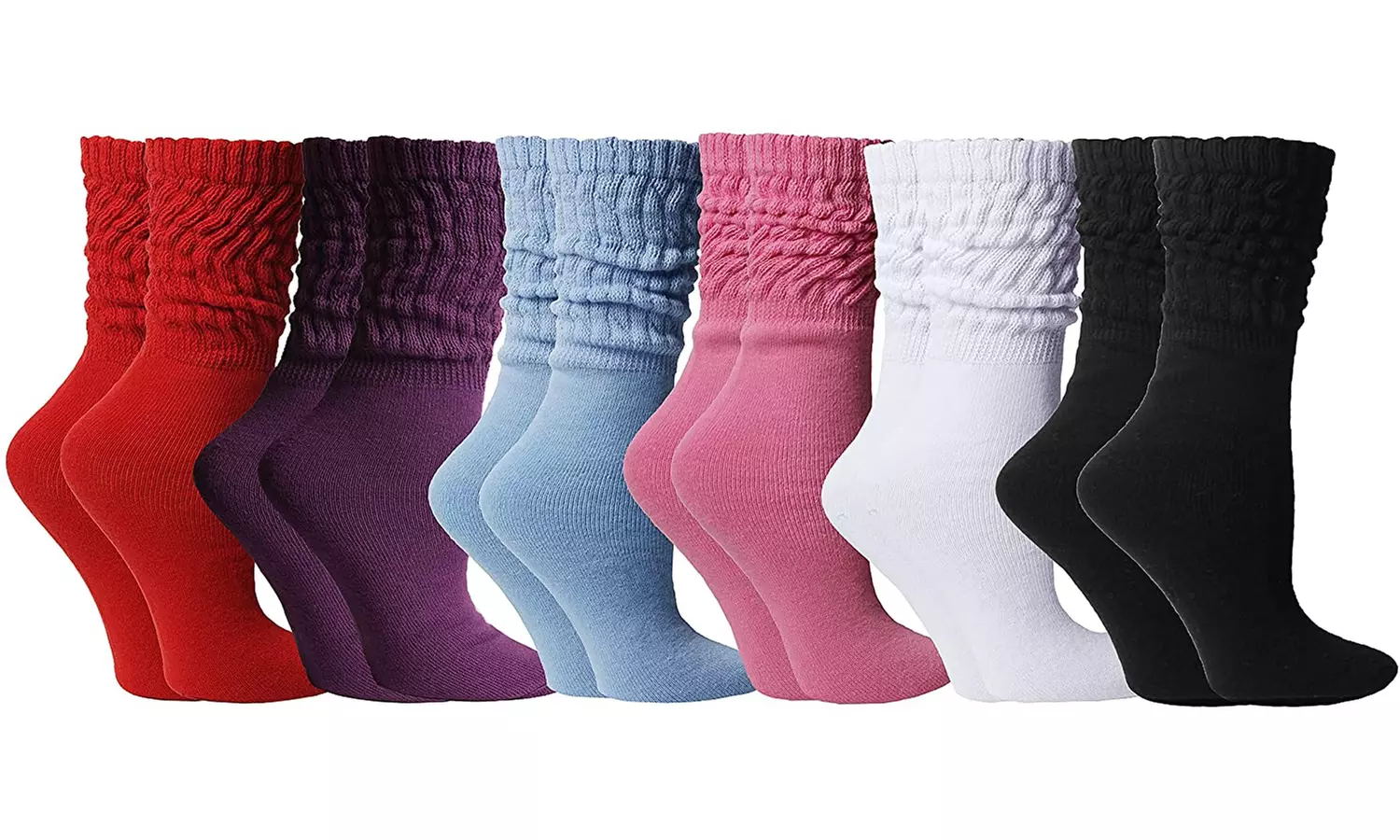 6 Pairs of Womens Slouch Socks, Scrunchie Boot Sock Colorful