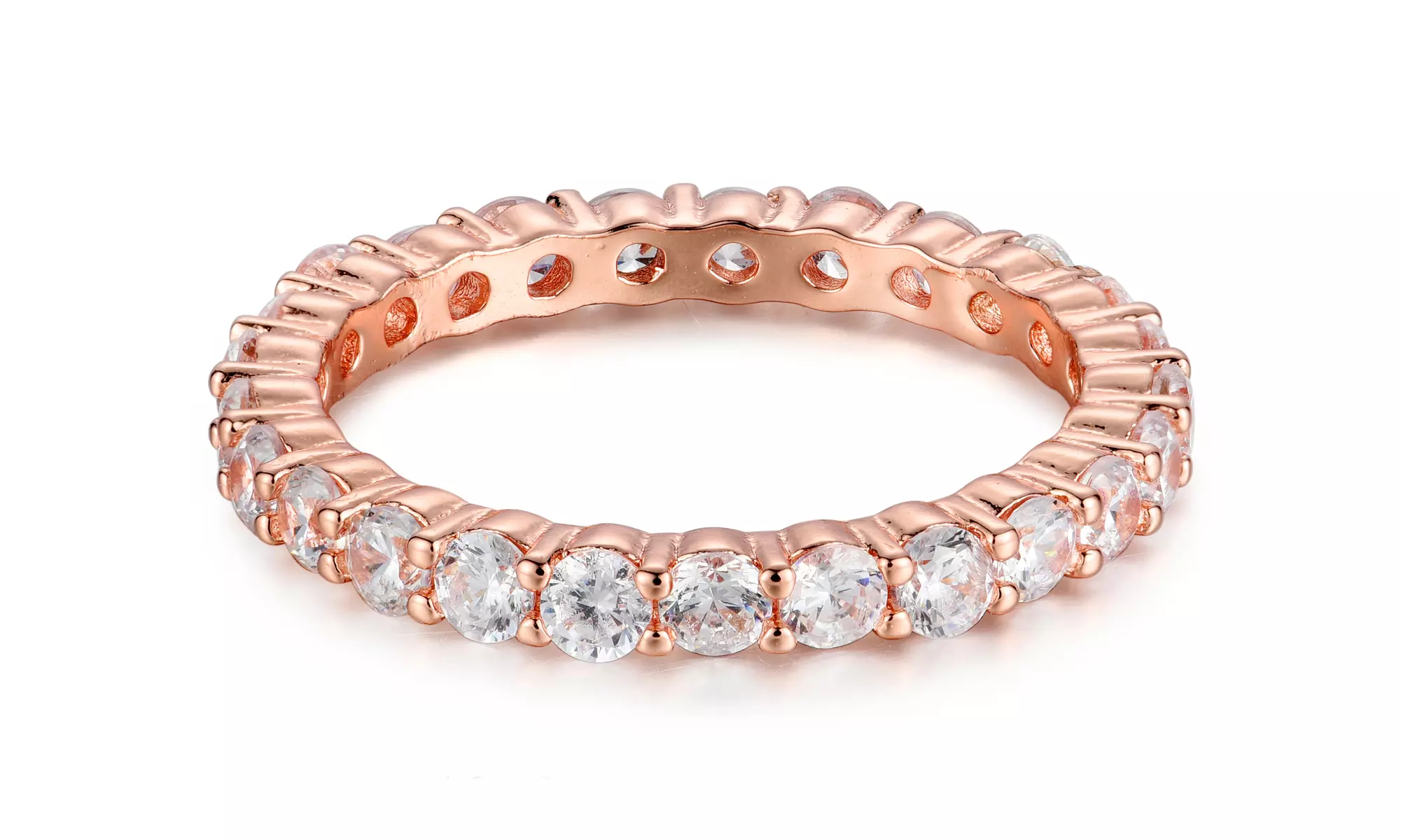 Dainty Crystal Eternity Rings in Sterling Silver 