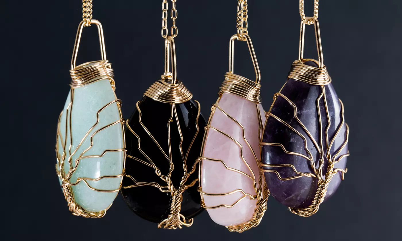 Handcrafted Gemstone Tree of Life Necklace