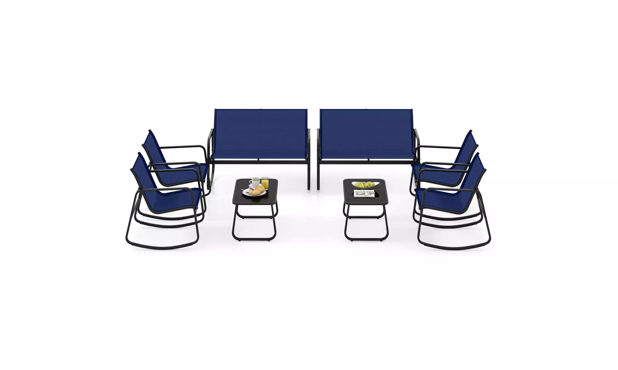 Costway 8- or 4-Piece Patio Rocking Chairs and Loveseat with Glass-Top Table