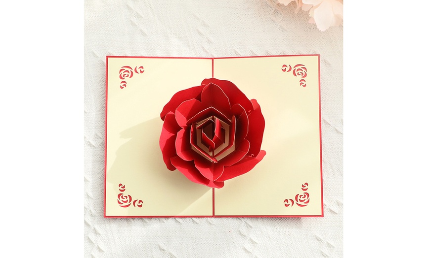 3d Pop Up Rose Flower Greeting Card For Valentines Day Wedding Christmas T Groupon