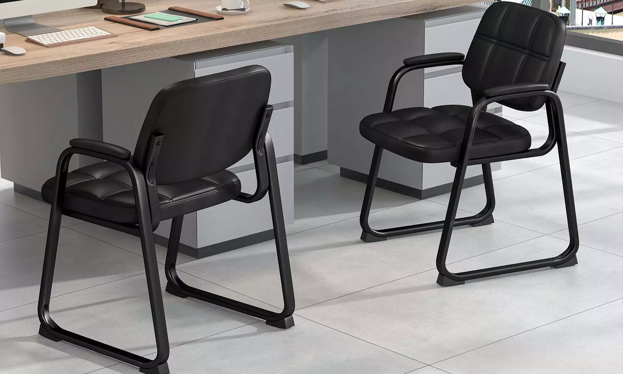 Costway Waiting Room Chair Upholstered with Armrest - Primary Image