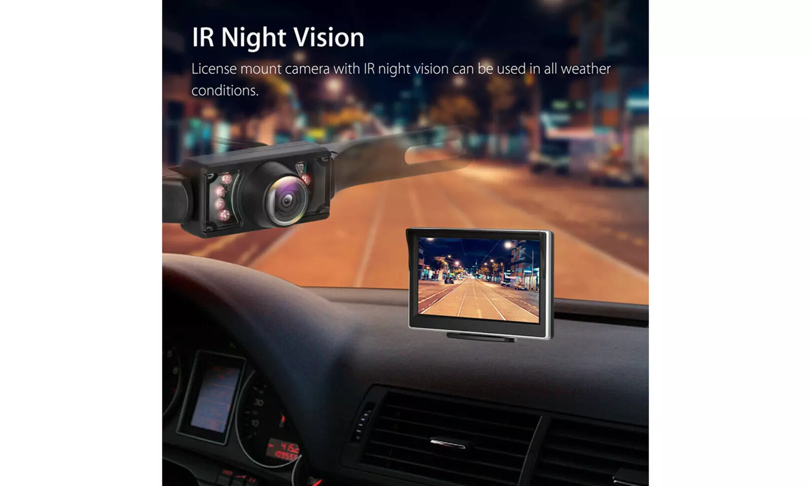 US 5" Monitor Night Vision Backup Camera Wireless Car RearView HD Parking System - Primary Image