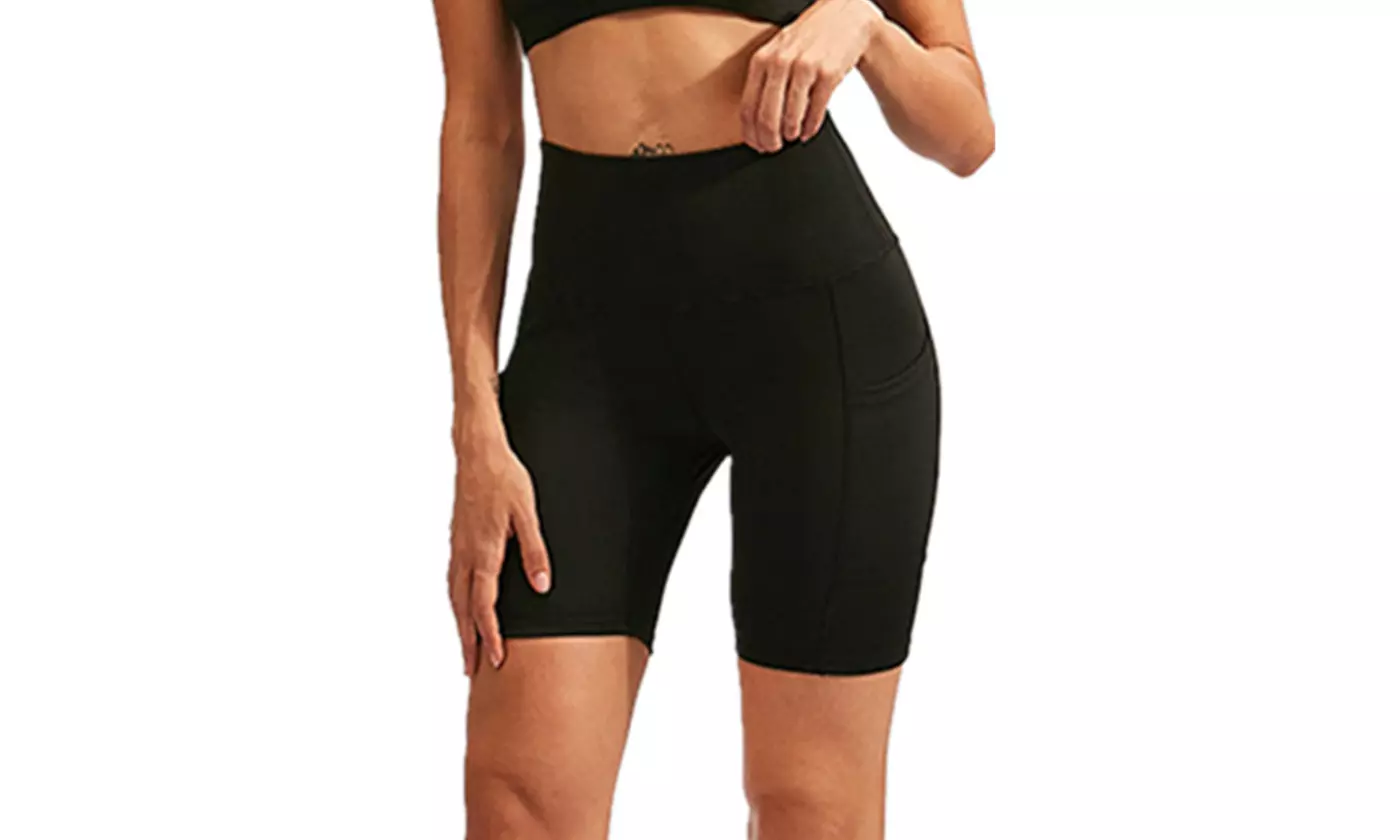 Women's High Waist Biker Shorts  with Phone Pocket