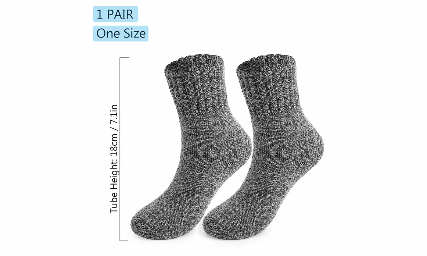 3 Pairs Men's Ultra-Thick Winter Warm Breathable Wool Hiking Crew Socks