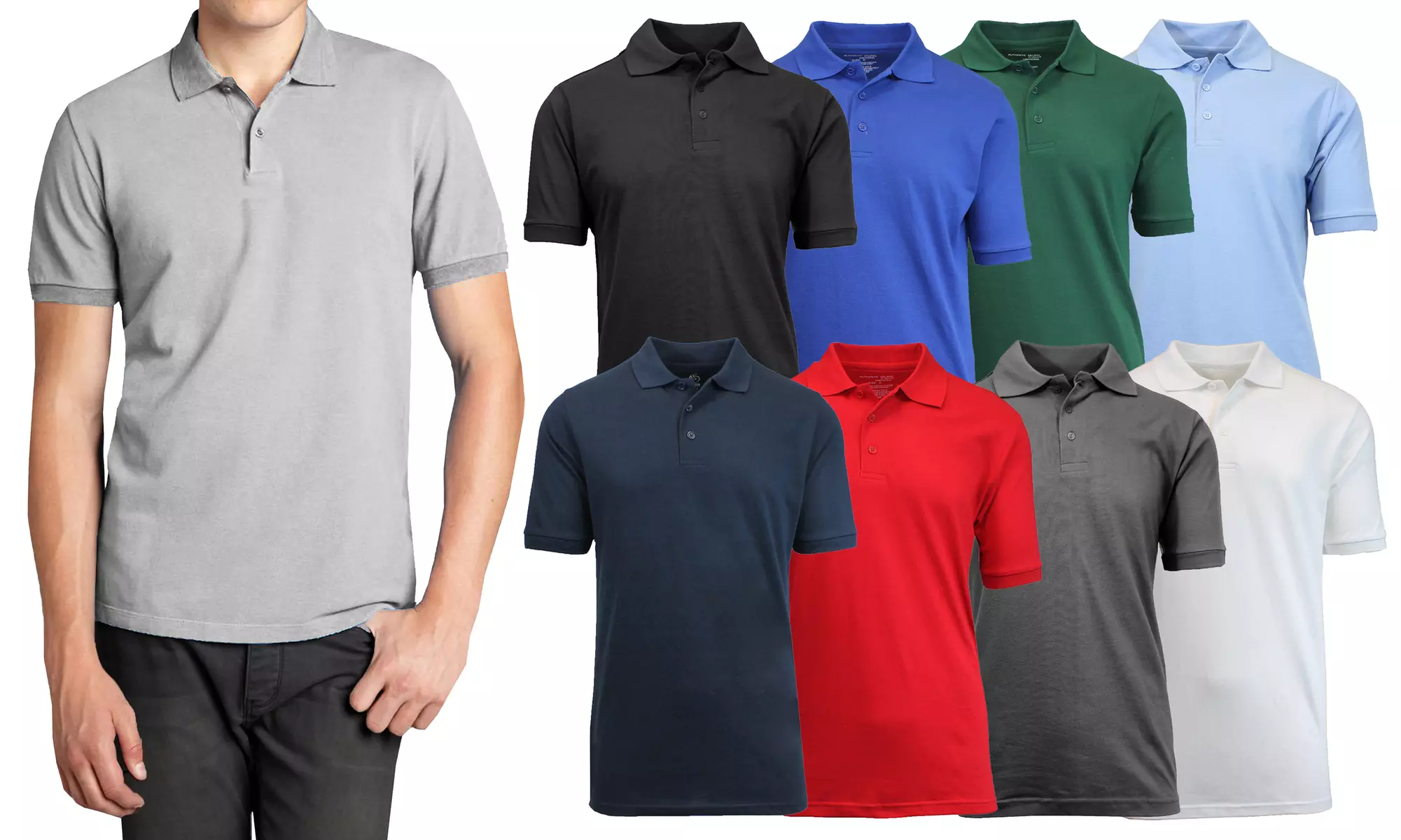 5-Pack Men's Short Sleeve Pique Polo Shirts (Sizes, S-2XL) - Primary Image