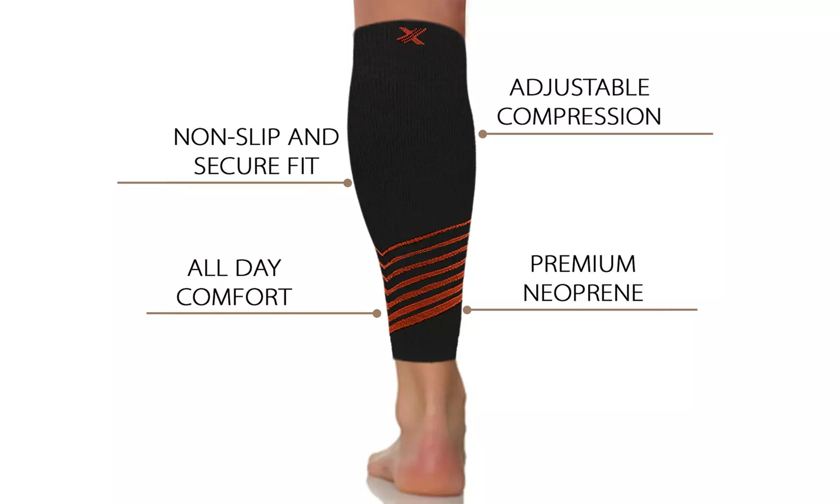 Pain Relief Support and Recovery Striped Calf Compression Sleeves Set (1-Pair)