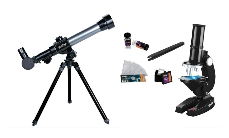 Vivitar telescope microscope sales and binoculars set