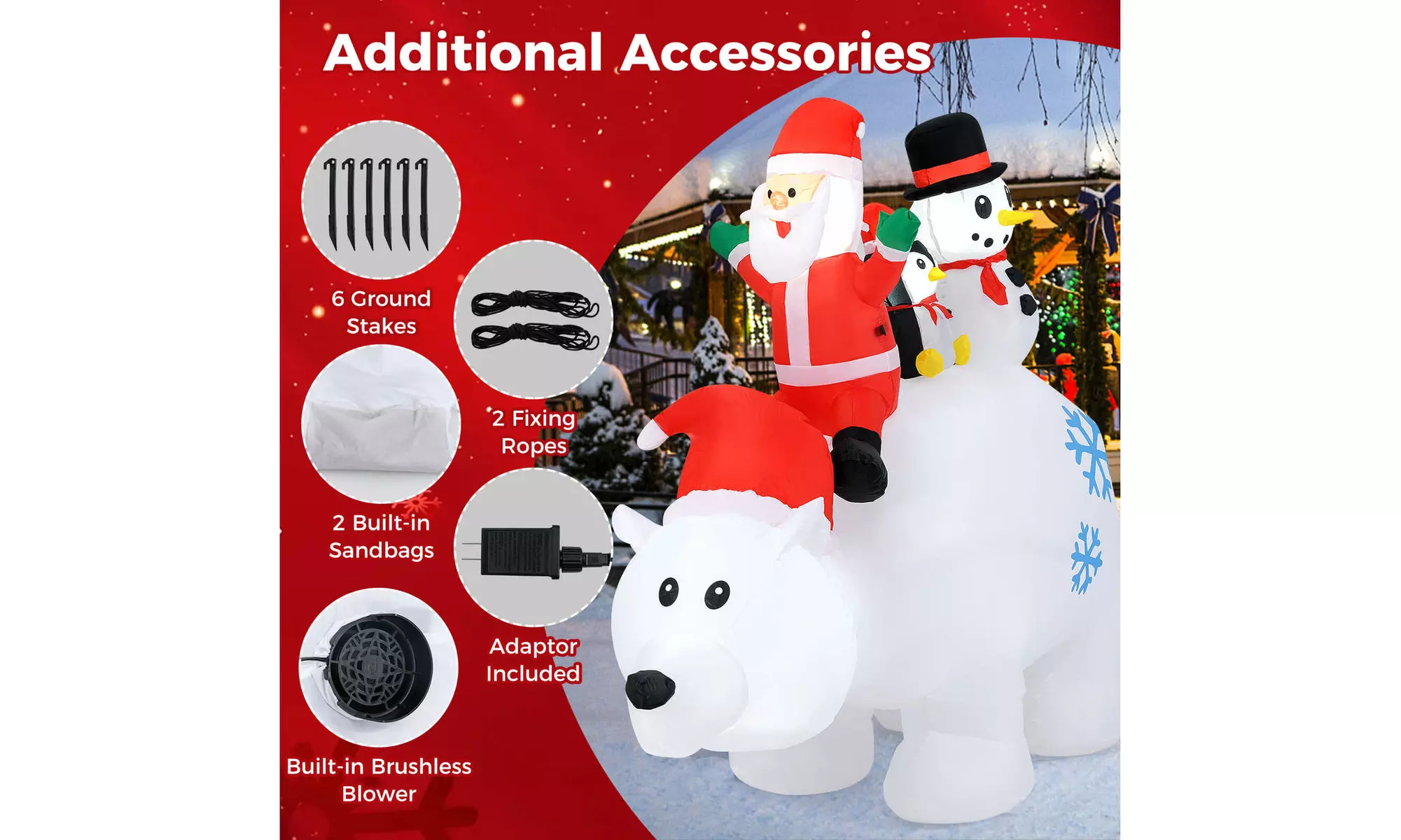Costway Inflatable Christmas Santa Claus Helicopter Snowman Penguin Lights