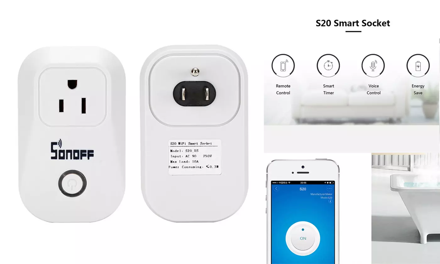Smart Power WiFi Timer Socket Remote Power Adapter IOS Android Control - Primary Image