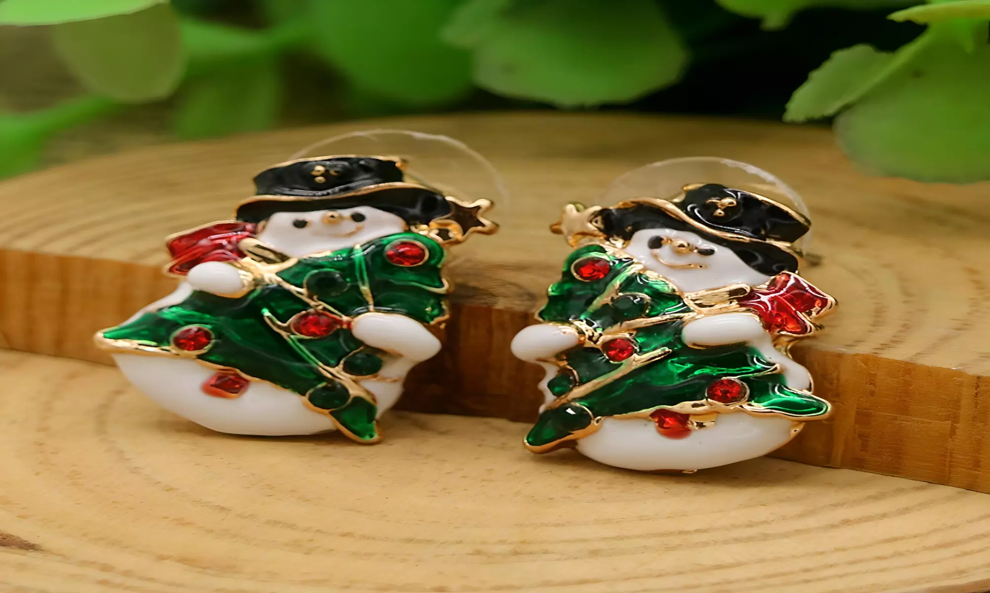 14K Gold Christmas Bells with crystals from Swarovski