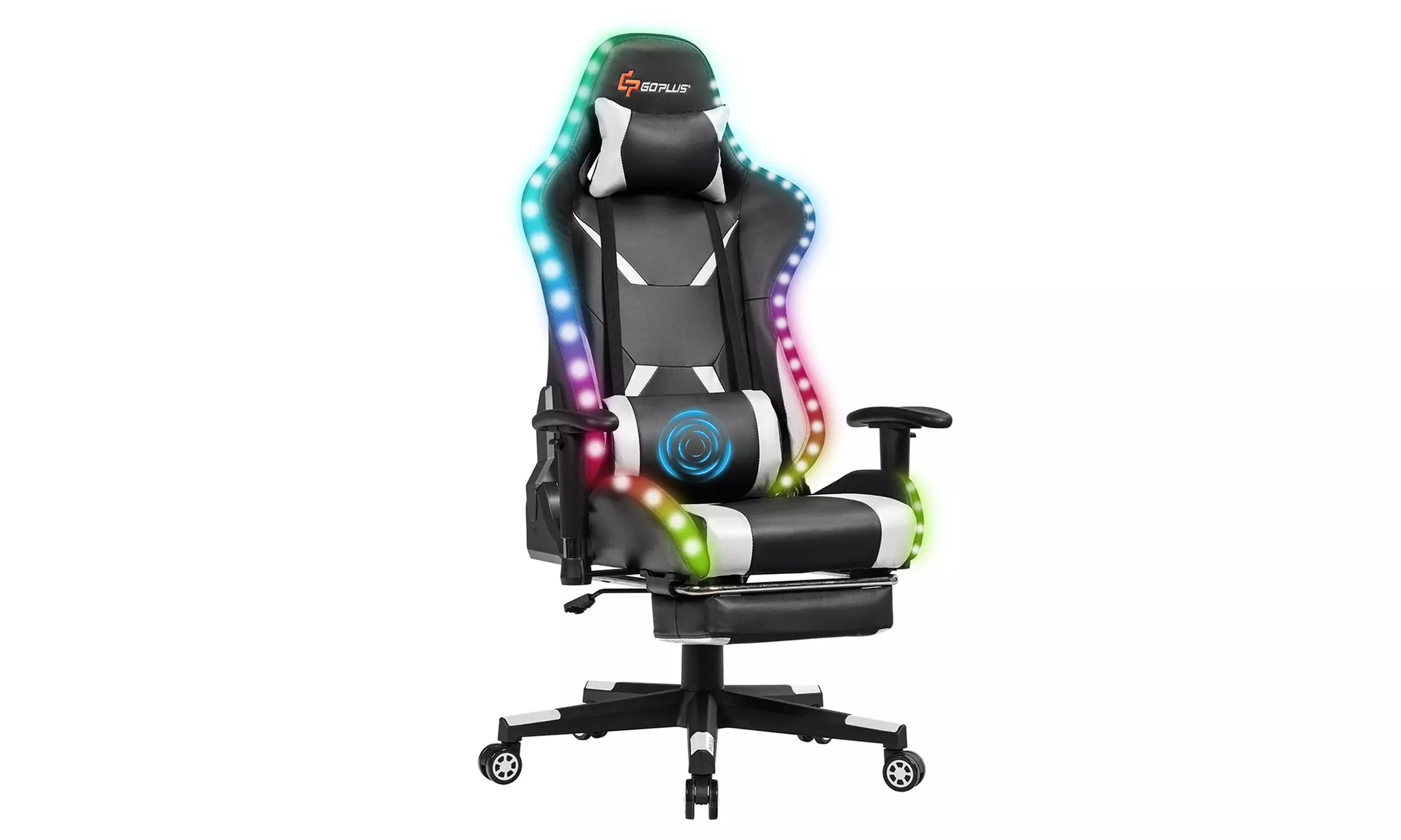 Goplus Gaming Racing Chair w/ LED &Massage Lumbar Support - Primary Image