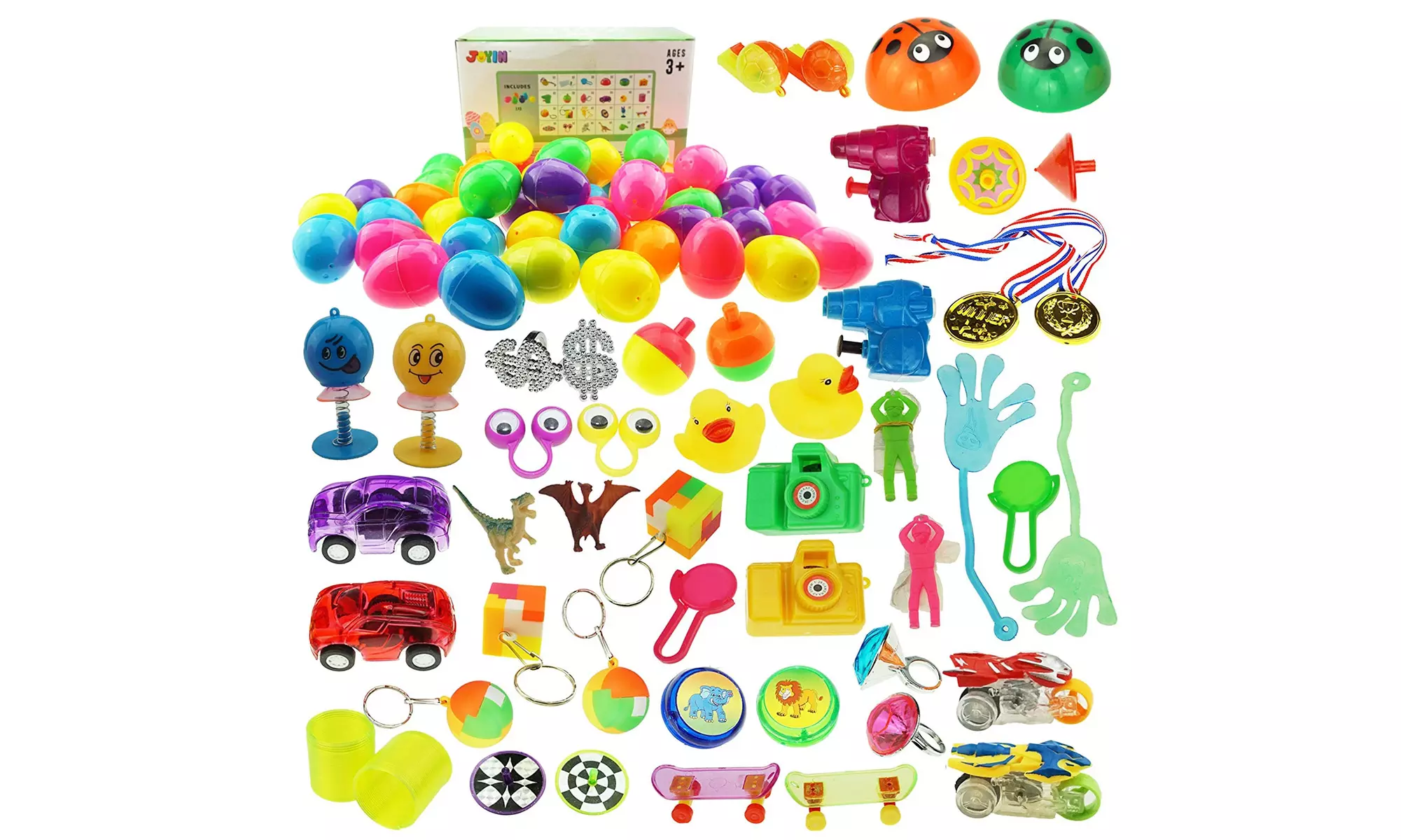 48 Toys Filled Easter Eggs, 2.5 Inches Bright Colorful Prefilled Plastic  - Primary Image