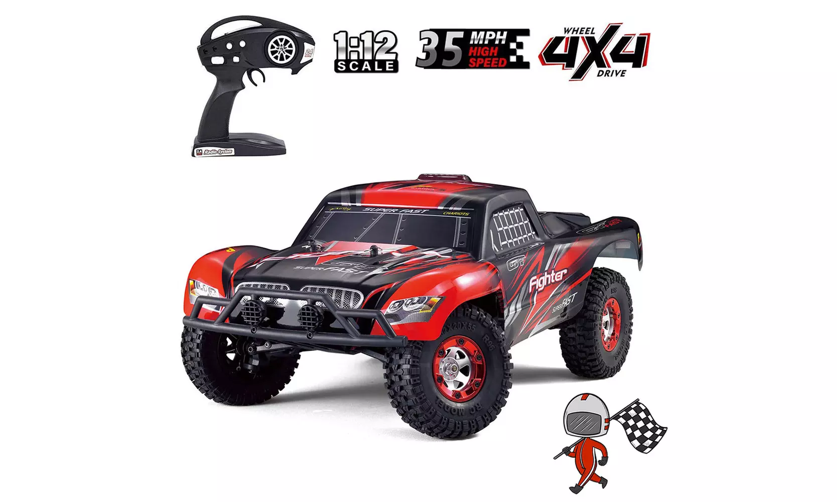 40KM/h High Speed 1:12 4WD RC Cars, 2.4Gh Electric RC Buggy Truck for Kids Adult - Primary Image