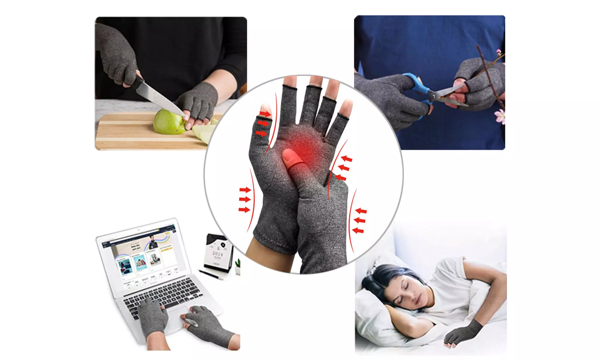 Compression Arthritis Gloves Breathable Fingerless Design for Joint Pain Relief 