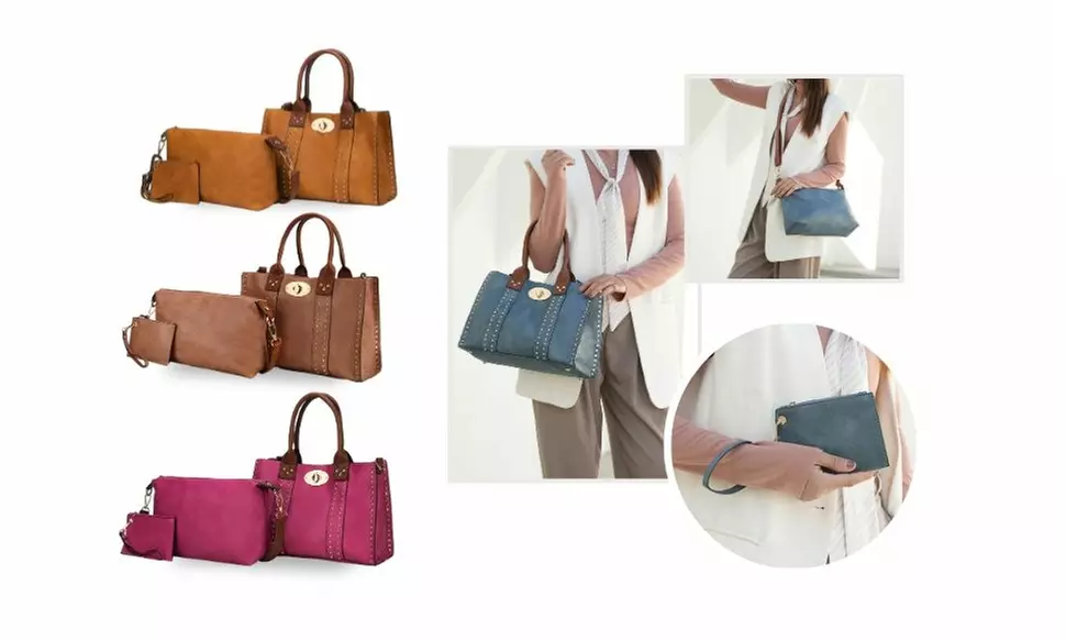 MKF Collection Elissa 3 pc Set Satchel Handbag with Pouch & Coin Purse by Mia K - Primary Image