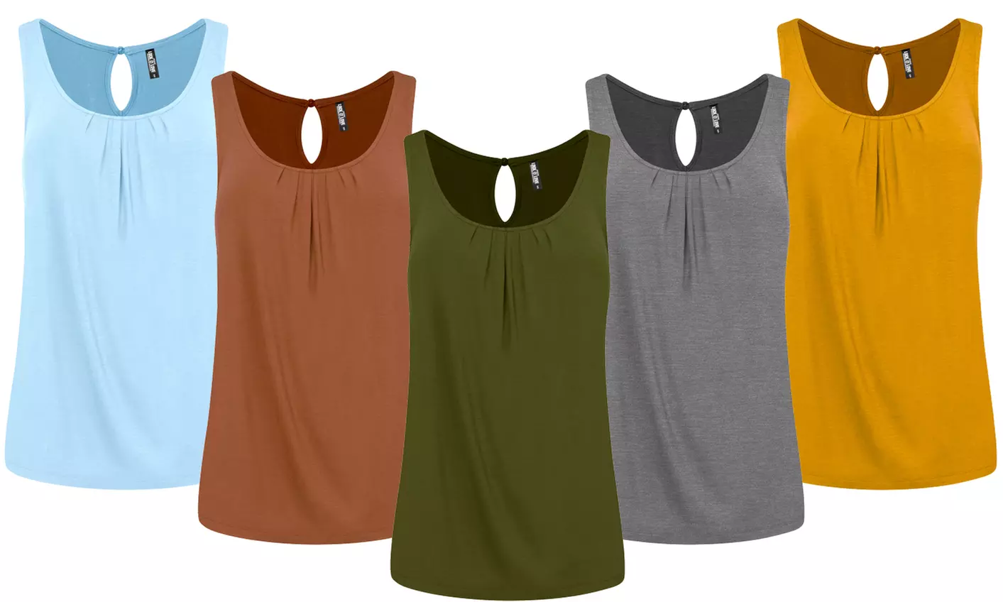 Made By Johnny Women's Pleated Front Scoop Neck Shell Tank Top