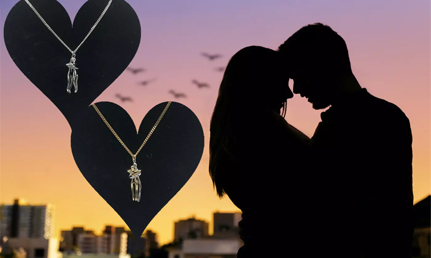 Two Lovers Affectionate Hug Necklace for Couples