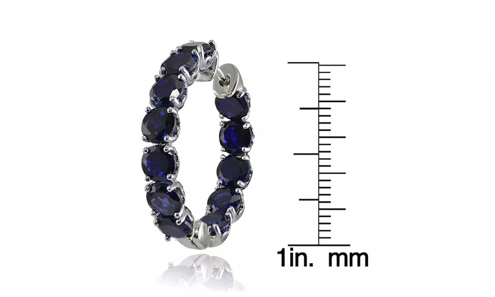 Sterling Silver Created Sapphire 5mm Hoop Earrings