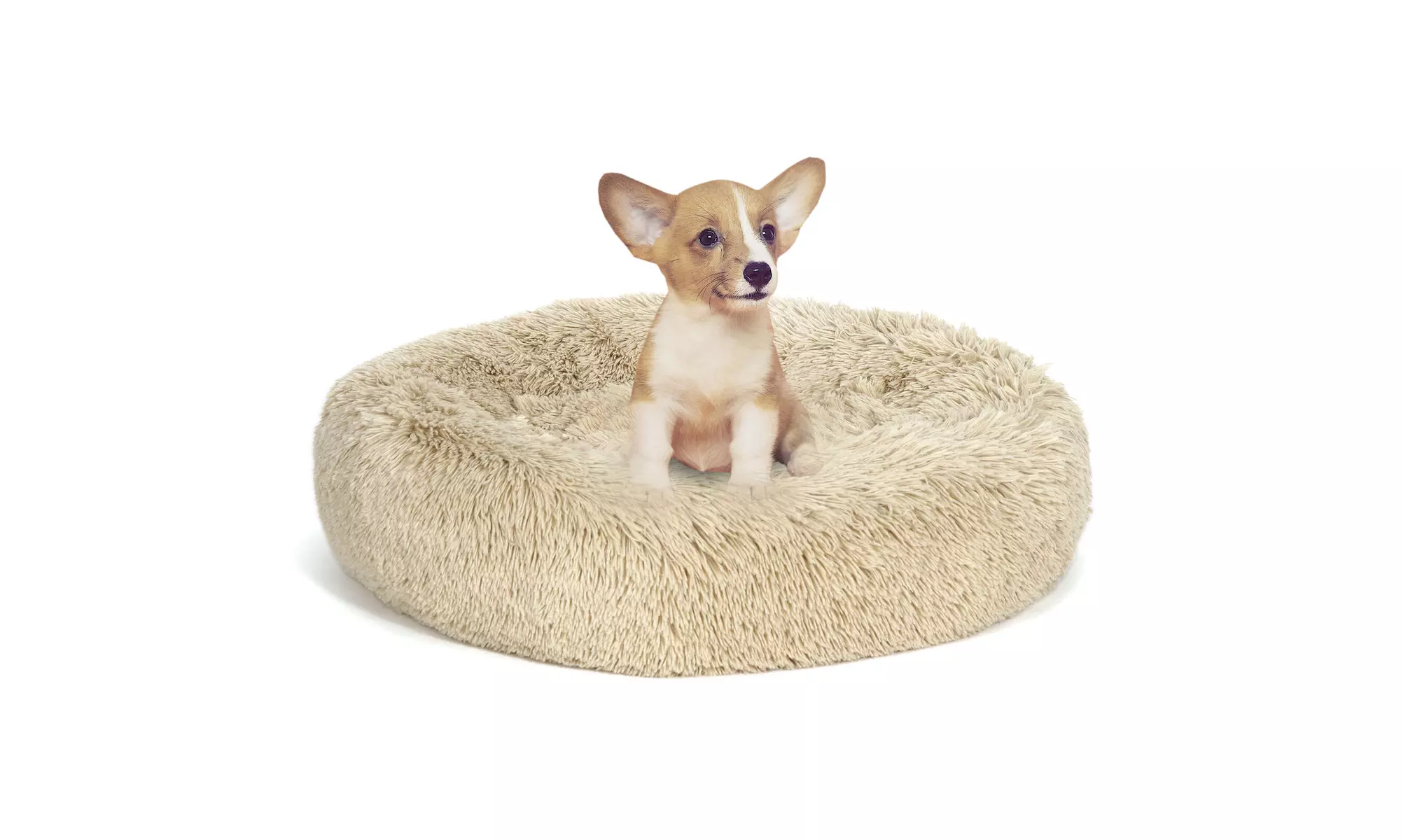 Large Shaggy Fluffy Pet Bed Dog Cat Donut Cuddler Cushion Mats Machine Washable - Primary Image