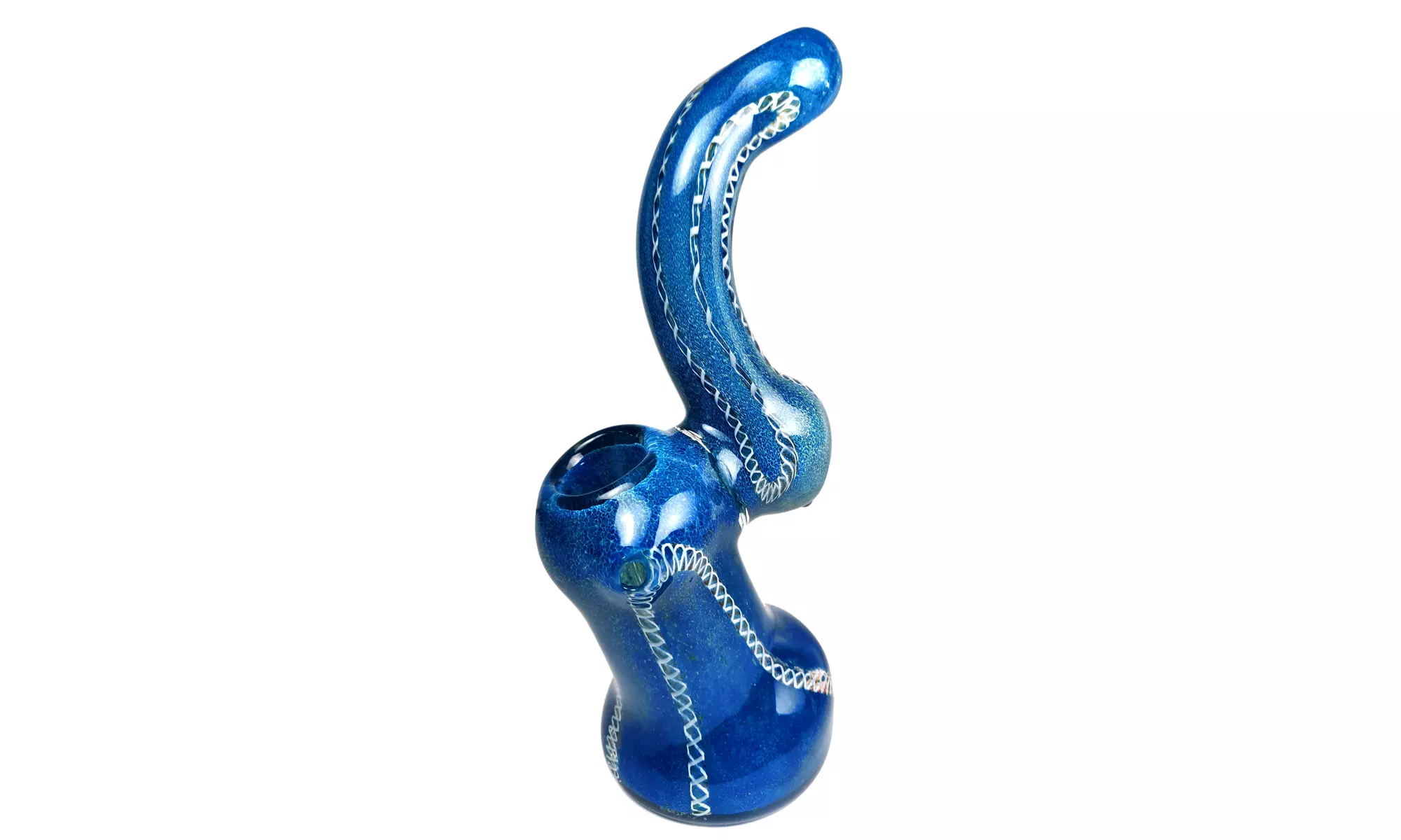 Teal Long Neck Sherlock Handblown Glass Bubbler
