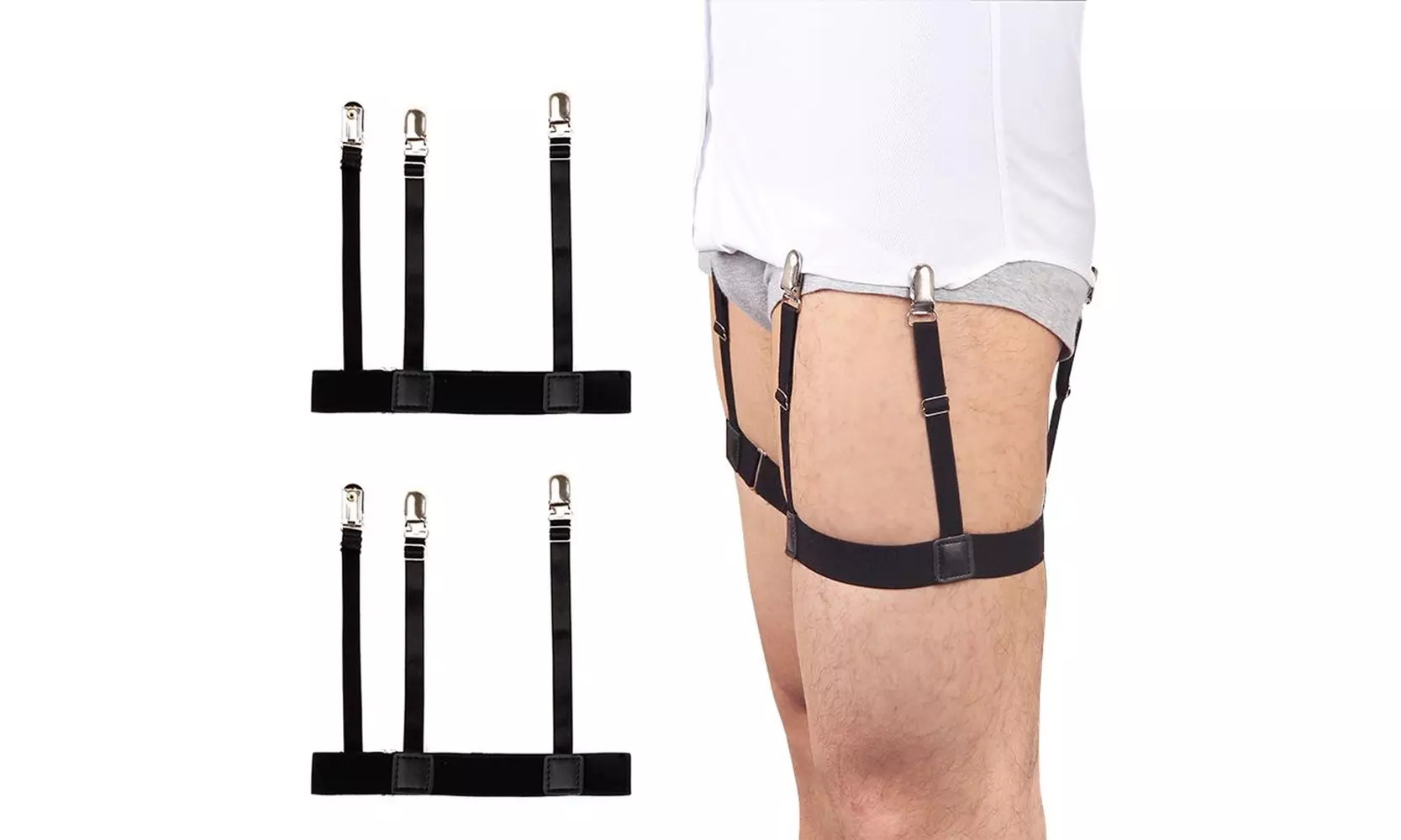Men's Exclusive Shirt Stays Belt Keep Shirt Tucked with Non-slip Locking Clips - Primary Image