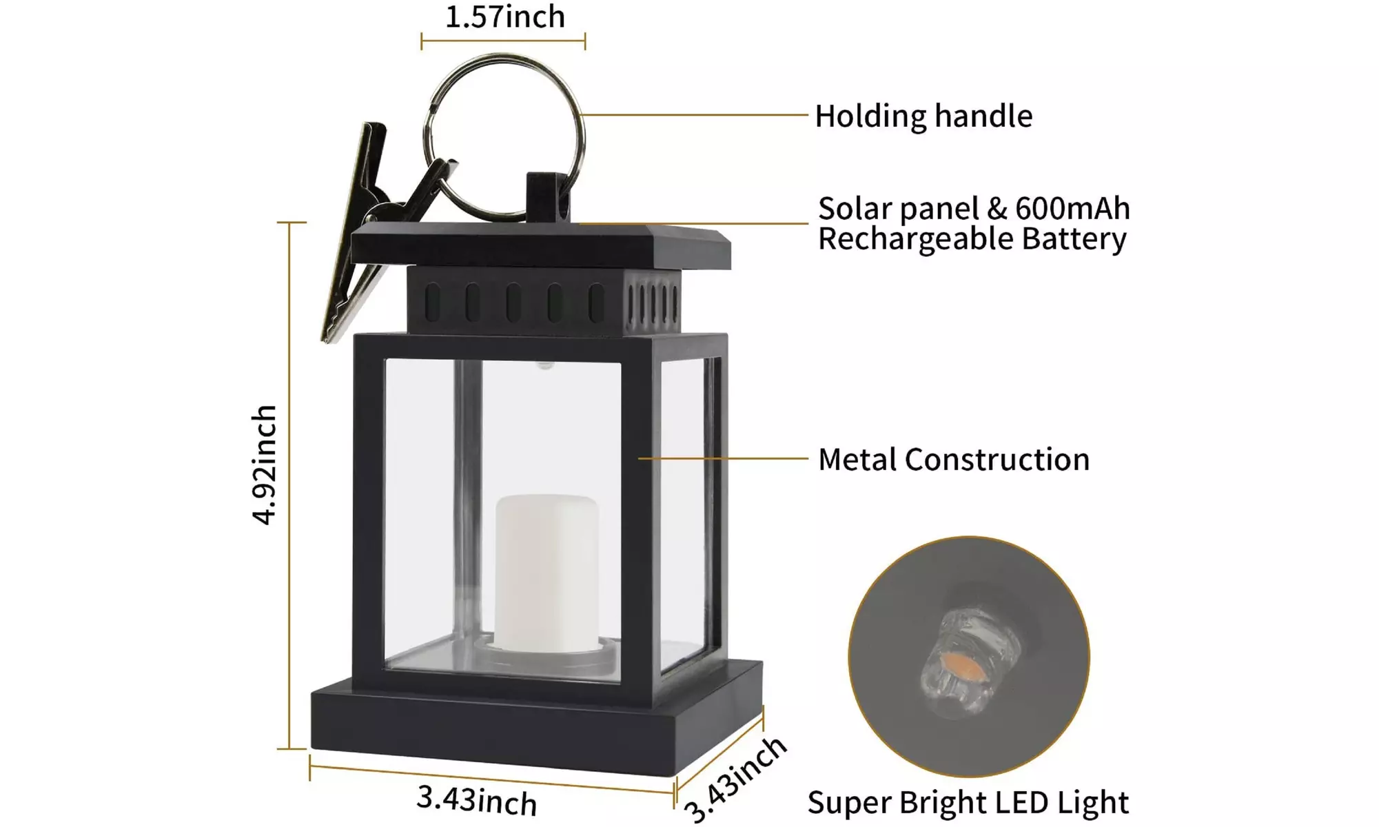 Solar Lights Outdoor Flameless Candles Lantern Waterproof Garden Hanging Lights