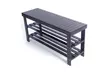 90cm Strip Pattern 3 Tiers Bamboo Stool Shoe Rack - Second Medium