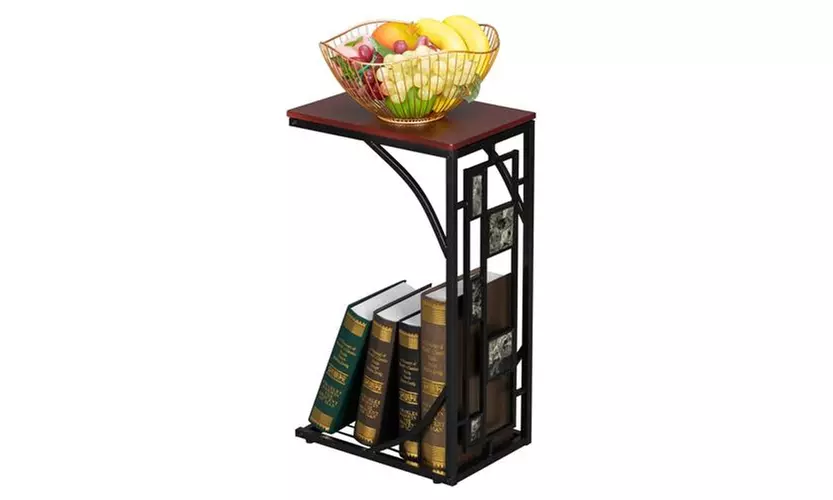 Iron Side Table Coffee Table Tray End Table for Living Room,  Brown  - Primary Image
