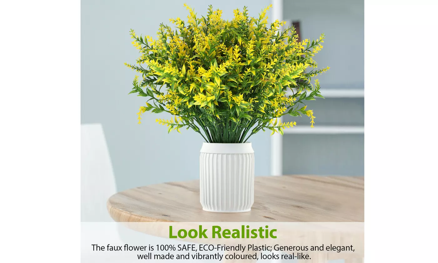 ItBelongs2U 8-Pack UV Resistant Artificial Lavender Flowers Faux Plastic Plants