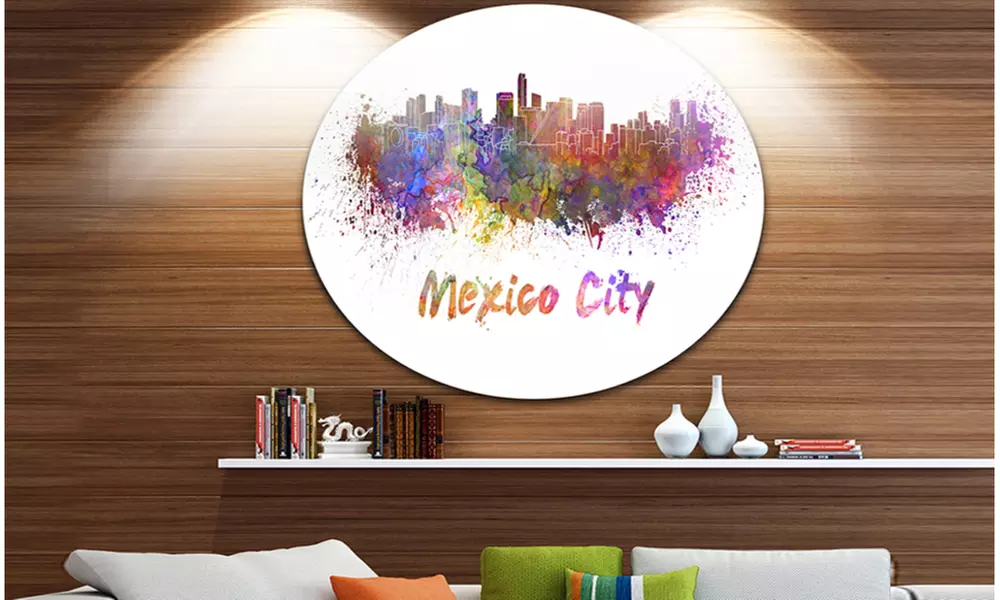 Mexico City Skyline' Cityscape Circle Metal Wall Art - Primary Image