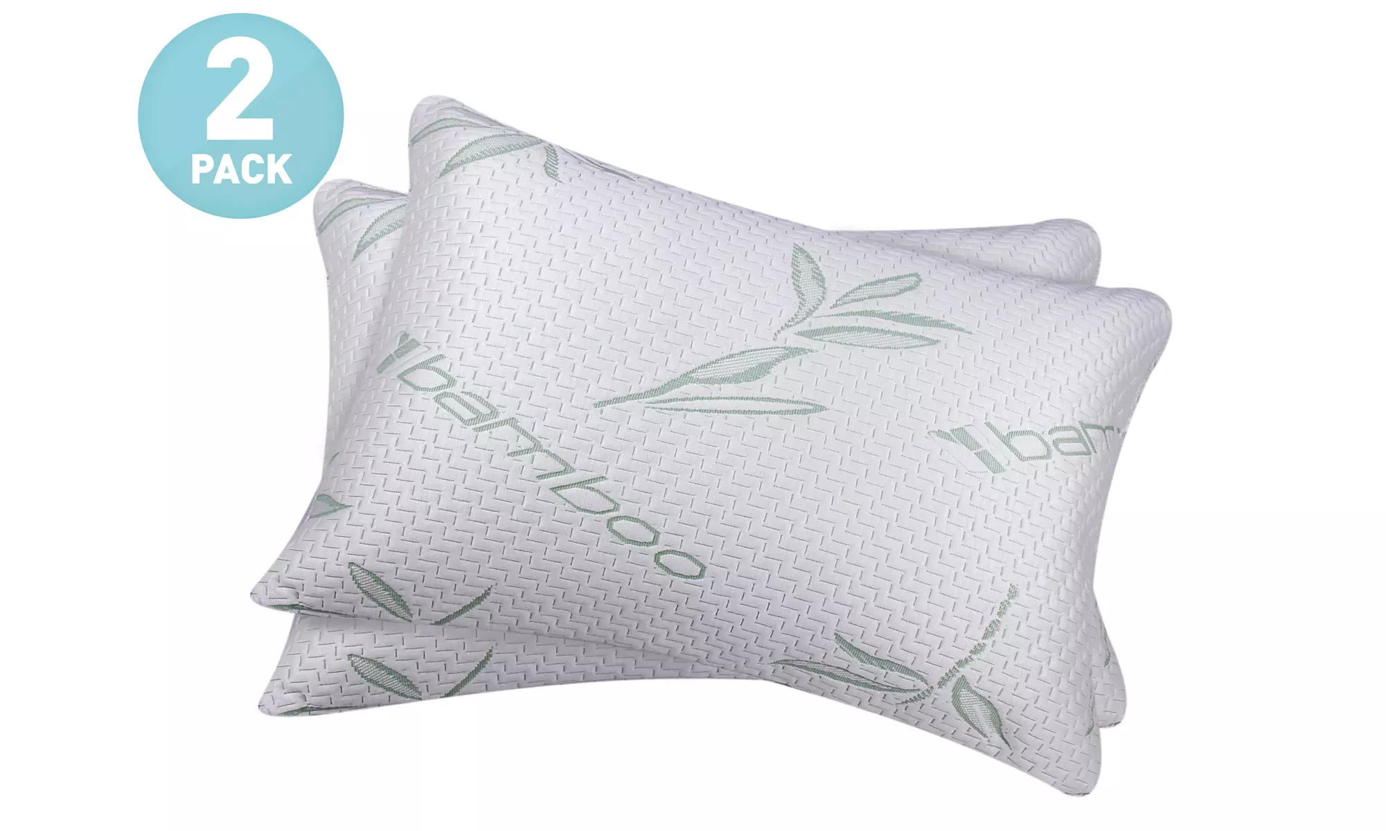 2 Pack Hypoallergenic Memory-Foam Bamboo-Blend Pillows